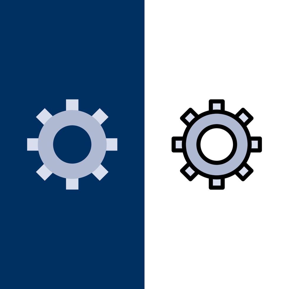 Cogs Gear Setting  Icons Flat and Line Filled Icon Set Vector Blue Background