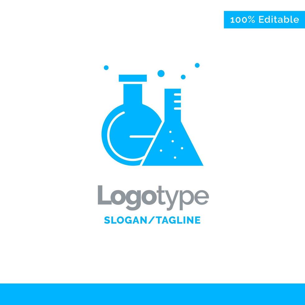 Flask Lab Tube Test Blue Solid Logo Template Place for Tagline vector