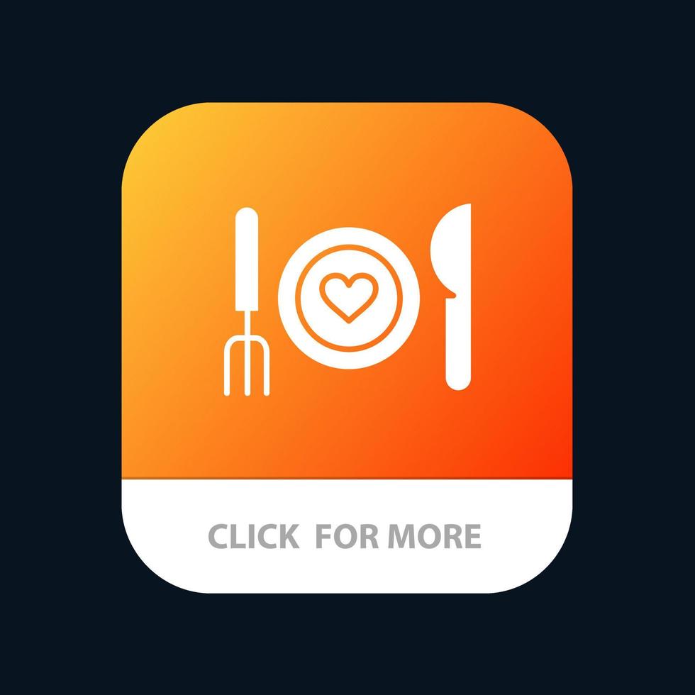 cena comida romántica fecha pareja aplicación móvil botón android e ios versión de glifo vector