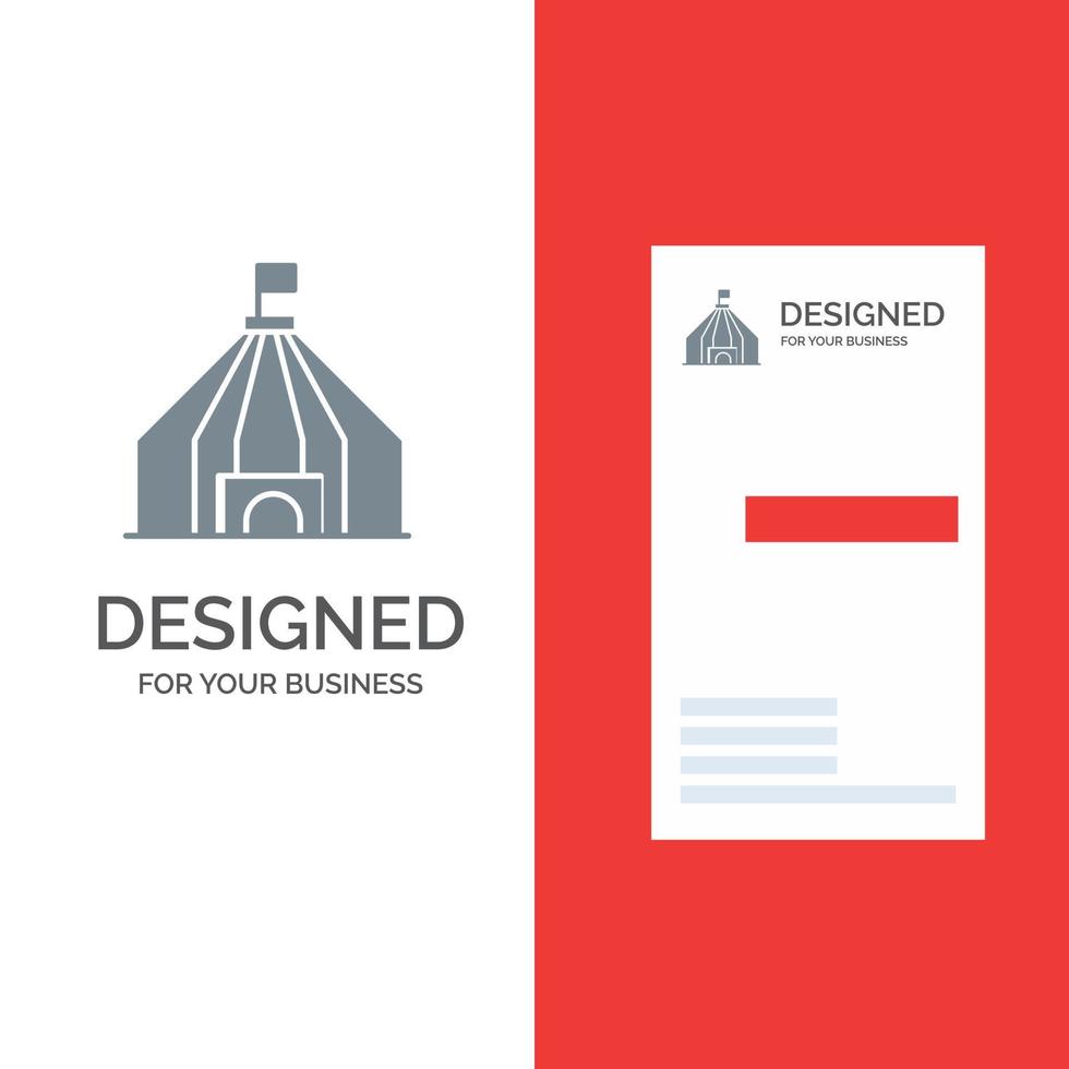 Tent Tent Circus Grey Logo Design and Business Card Template vector