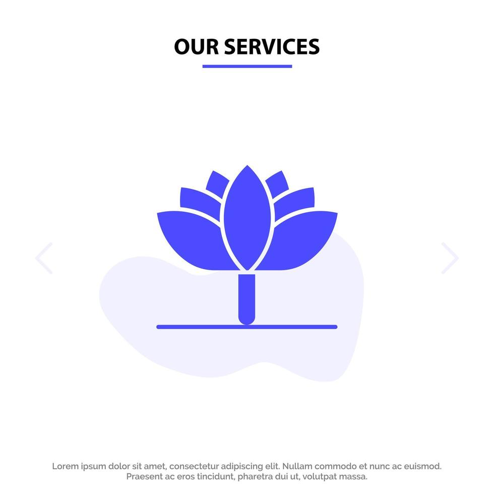 Our Services Flower Spring Flower Tulip Solid Glyph Icon Web card Template vector