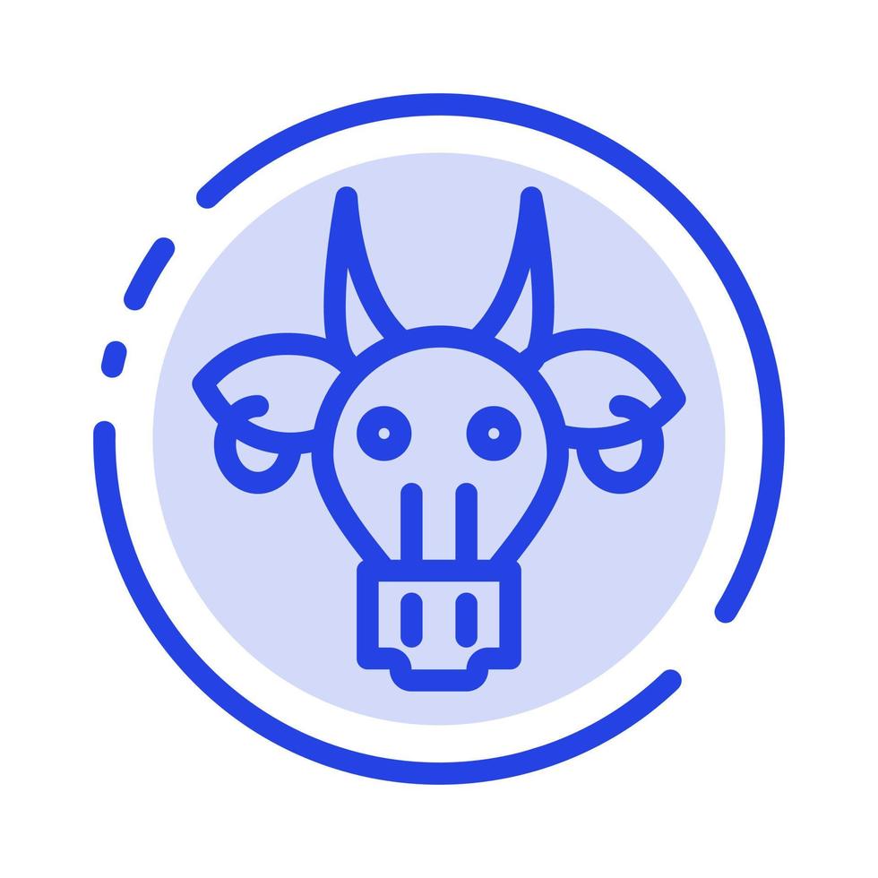 Adornment Animals Bull Indian Skull Blue Dotted Line Line Icon vector