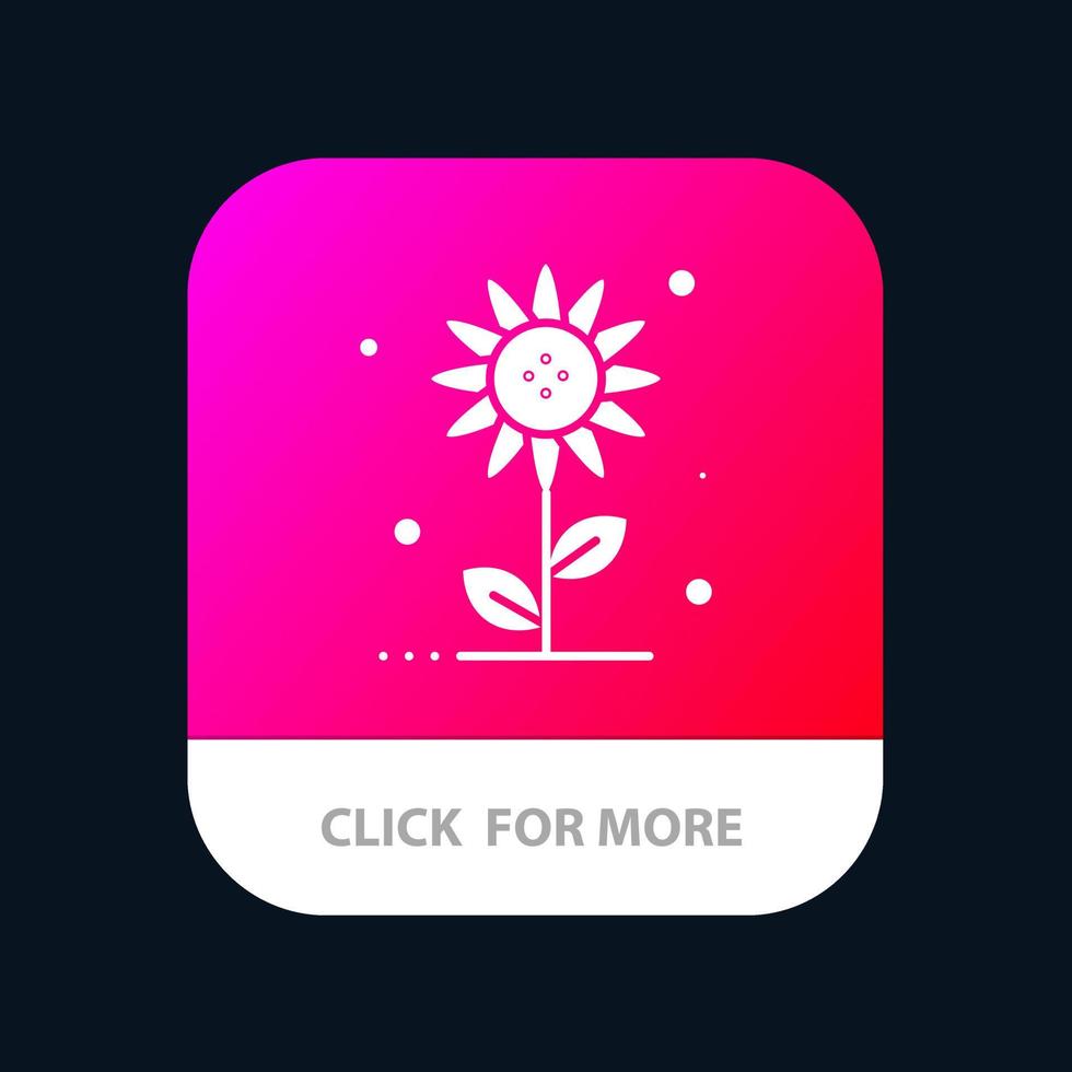 girasol floral naturaleza primavera aplicación móvil botón android y ios versión de glifo vector