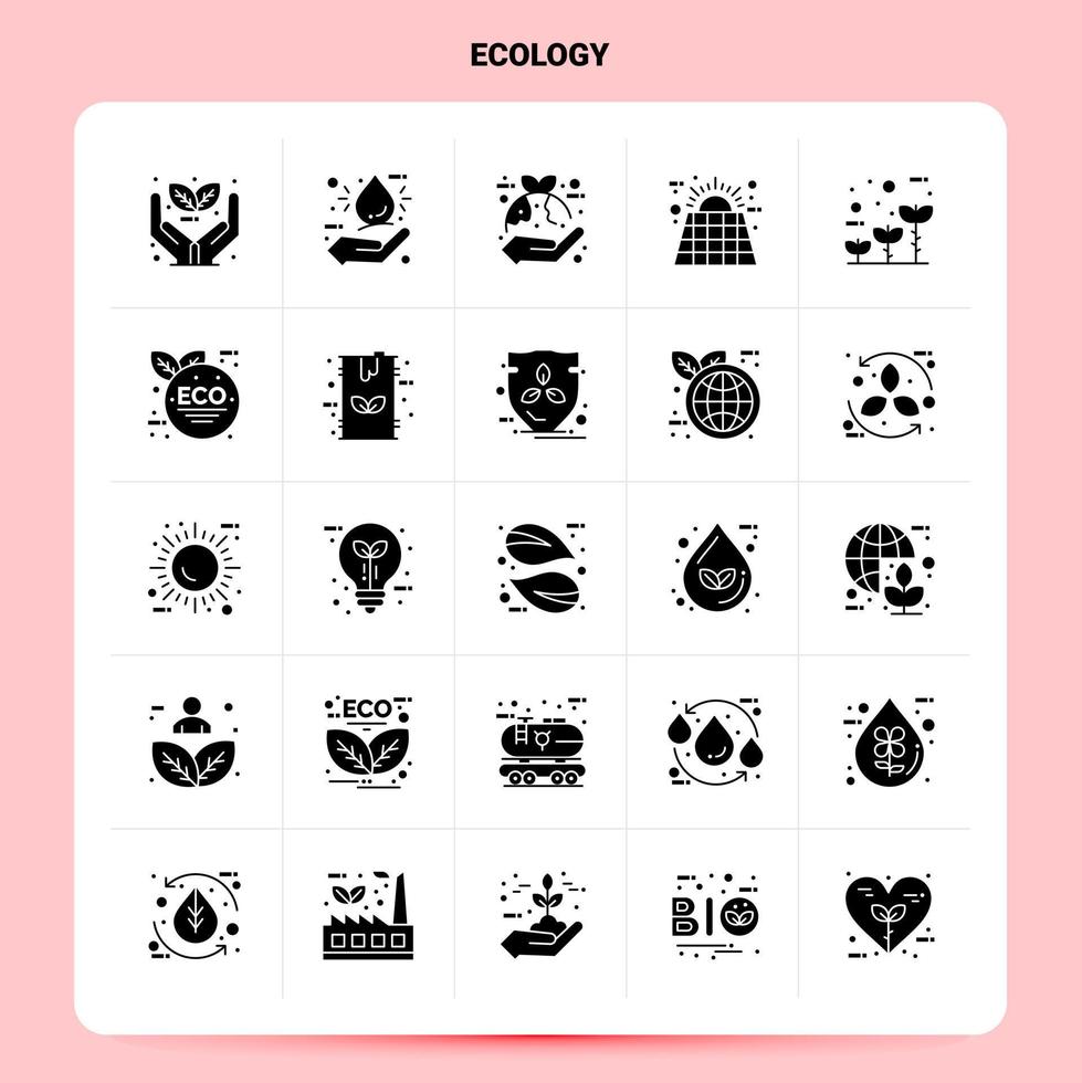 Solid 25 Ecology Icon set Vector Glyph Style Design Black Icons Set Web and Mobile Business ideas design Vector Illustration