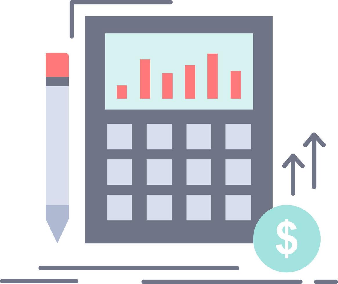 vector de icono de color plano de mercado de inversión financiera de datos de cálculo