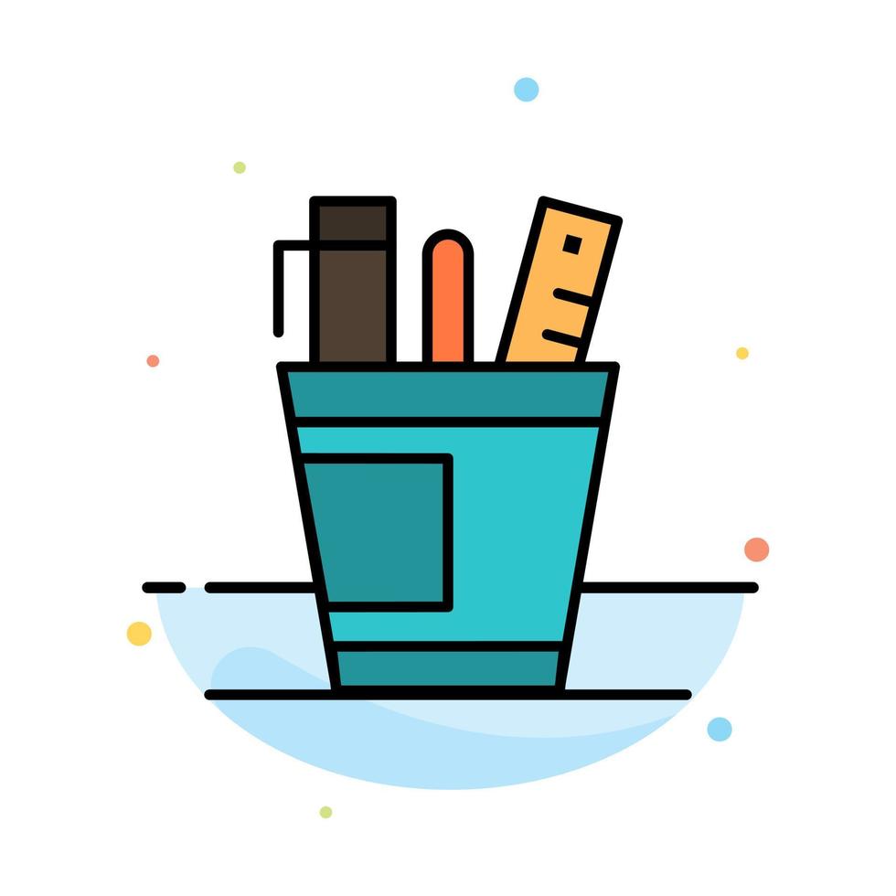 Pen Desk Office Organizer Supplies Supply Tools Abstract Flat Color Icon Template vector