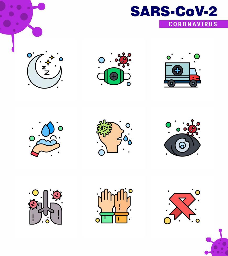 9 línea llena color plano coronavirus enfermedad y prevención vector icono alergia virus médico manos transporte coronavirus viral 2019nov enfermedad vector elementos de diseño