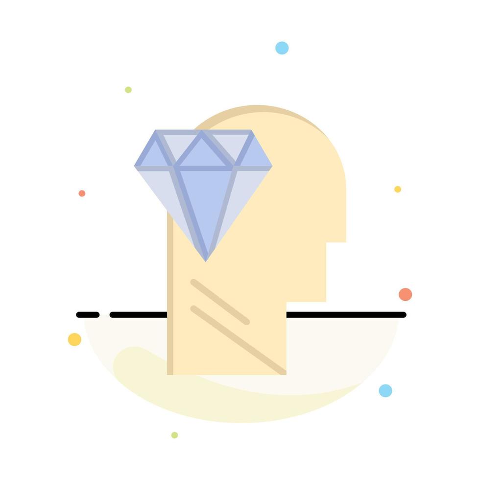 Mind Perfection Diamond Head Abstract Flat Color Icon Template vector