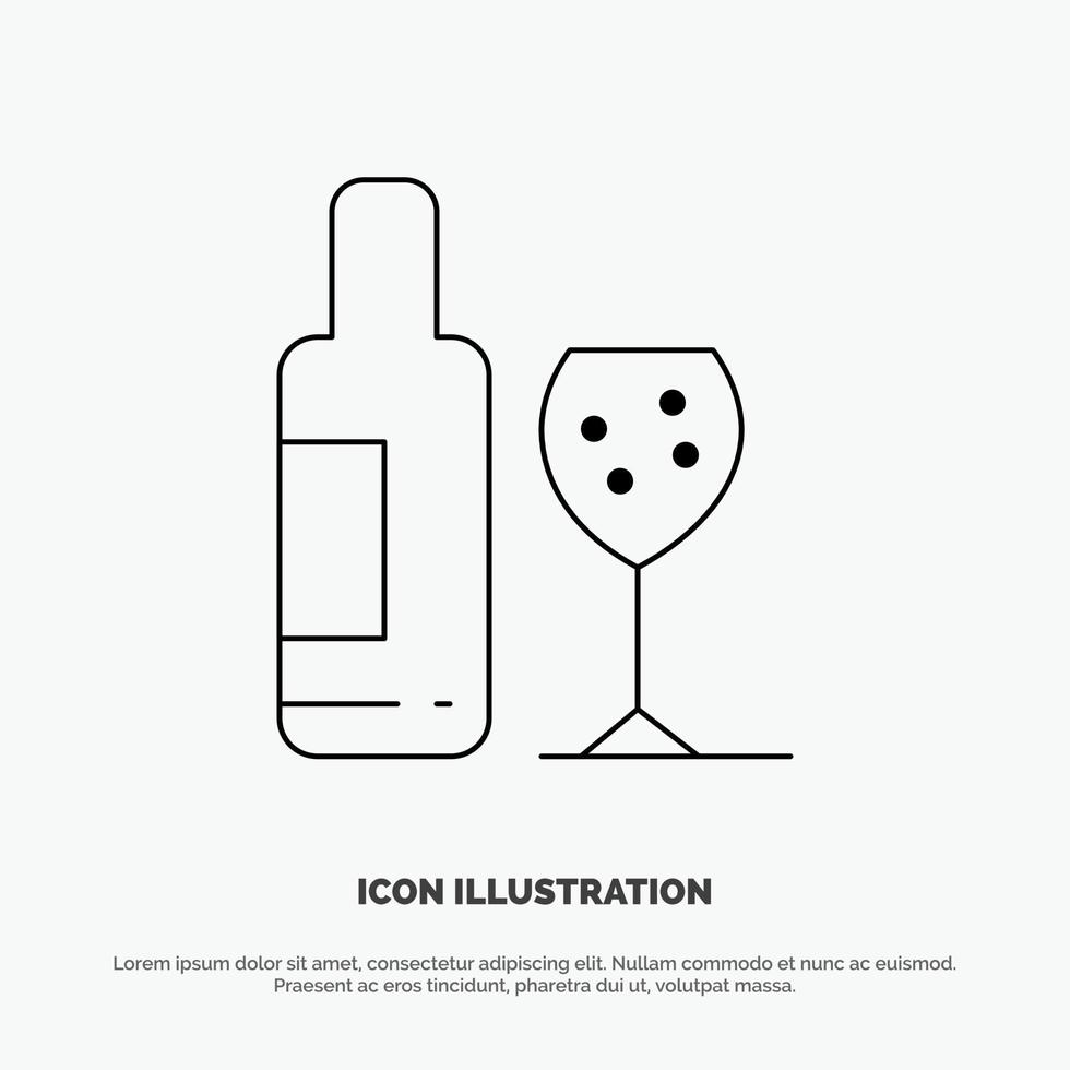 Drink Bottle Glass Love Line Icon Vector