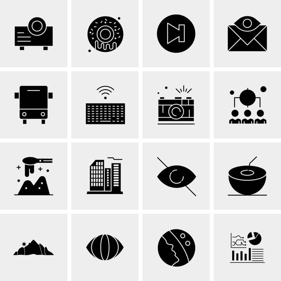 16 iconos de negocios universales vector ilustración de icono creativo para usar en proyectos relacionados con la web y dispositivos móviles