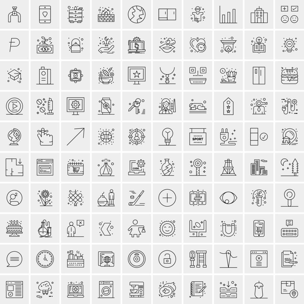 Pack of 100 Universal Line Icons for Mobile and Web vector