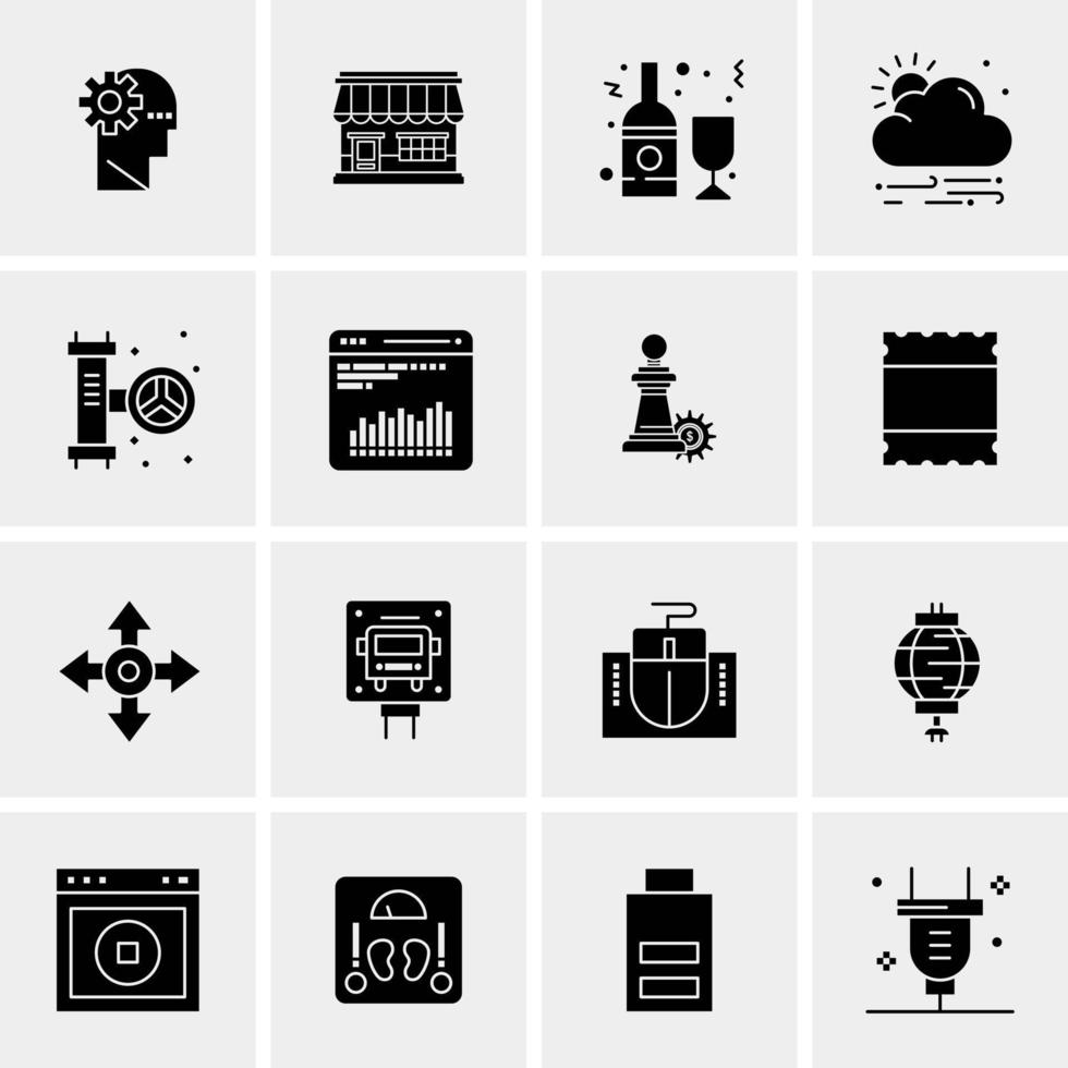 16 iconos de negocios universales vector ilustración de icono creativo para usar en proyectos relacionados con la web y dispositivos móviles