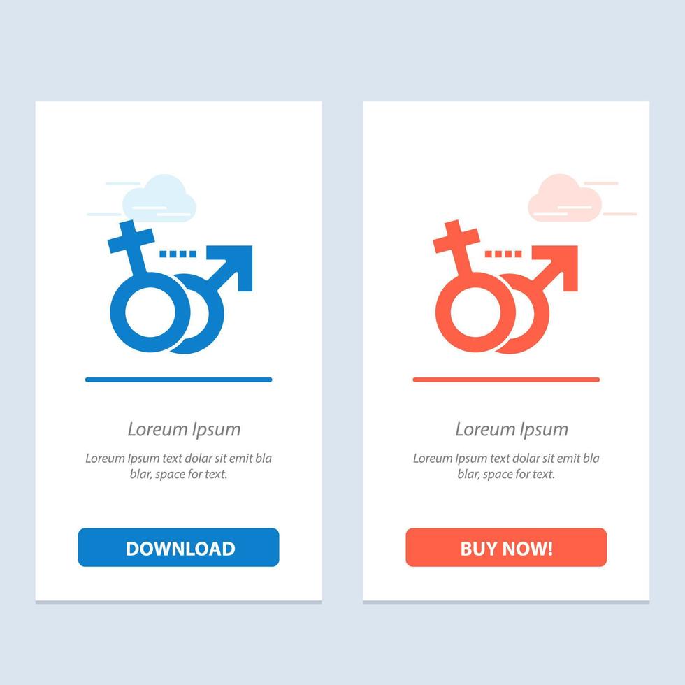 género masculino femenino símbolo azul y rojo descargar y comprar ahora plantilla de tarjeta de widget web vector