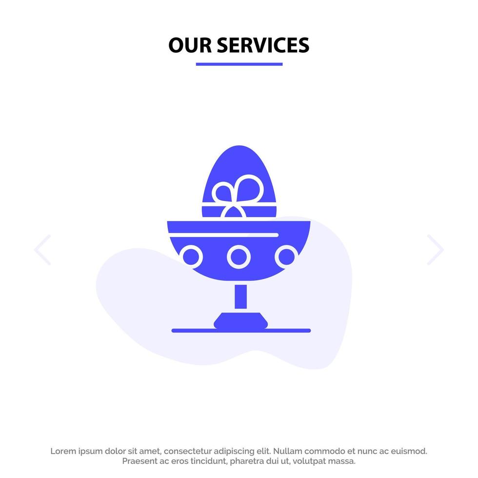 Our Services Boiled Boiled Egg Easter Egg Food Solid Glyph Icon Web card Template vector