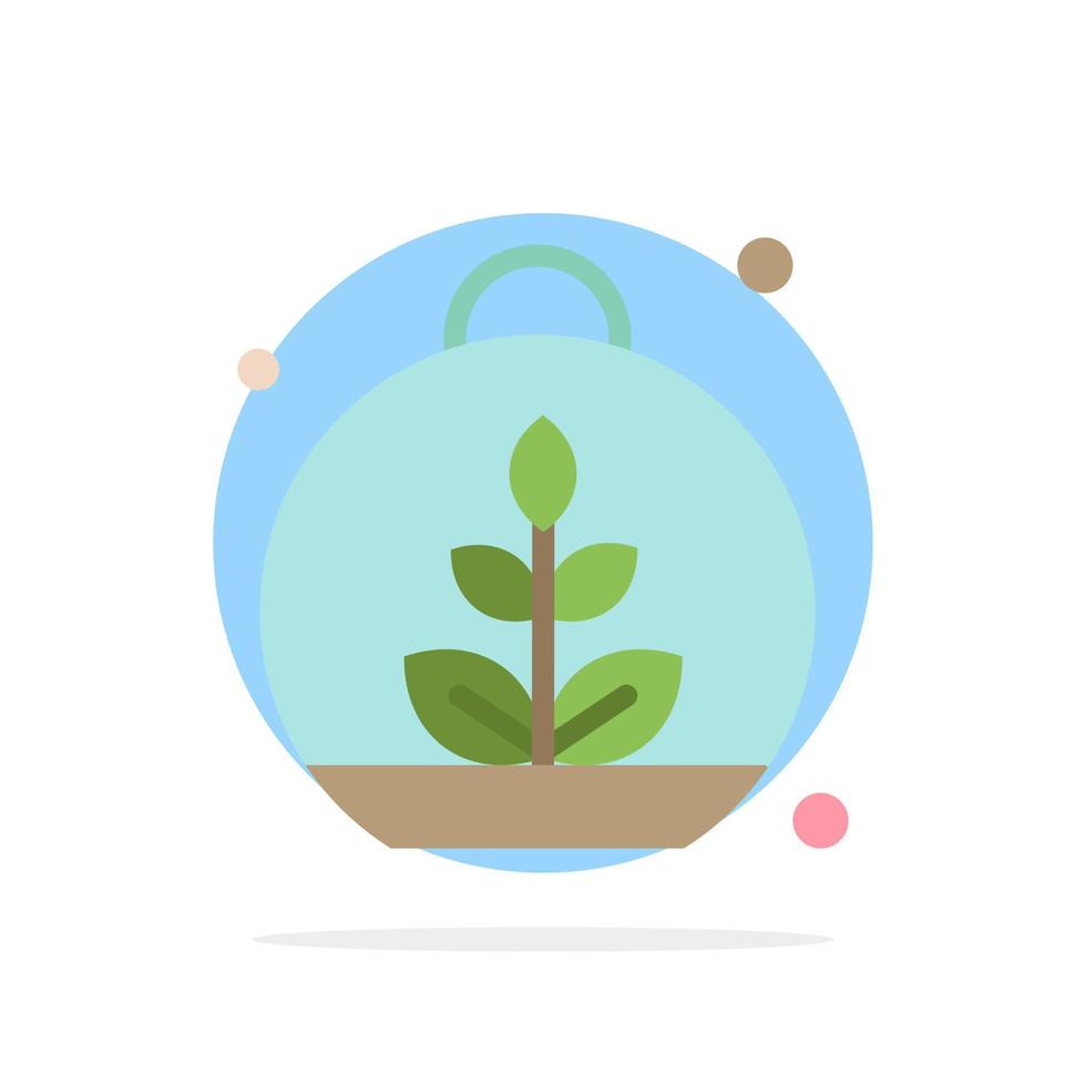 Growing Leaf Plant Spring Abstract Circle Background Flat color Icon vector
