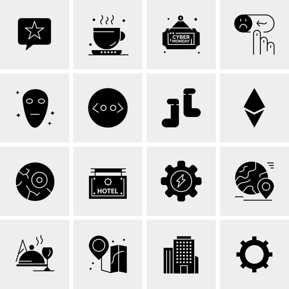 16 iconos de negocios universales vector ilustración de icono creativo para usar en proyectos relacionados con la web y dispositivos móviles