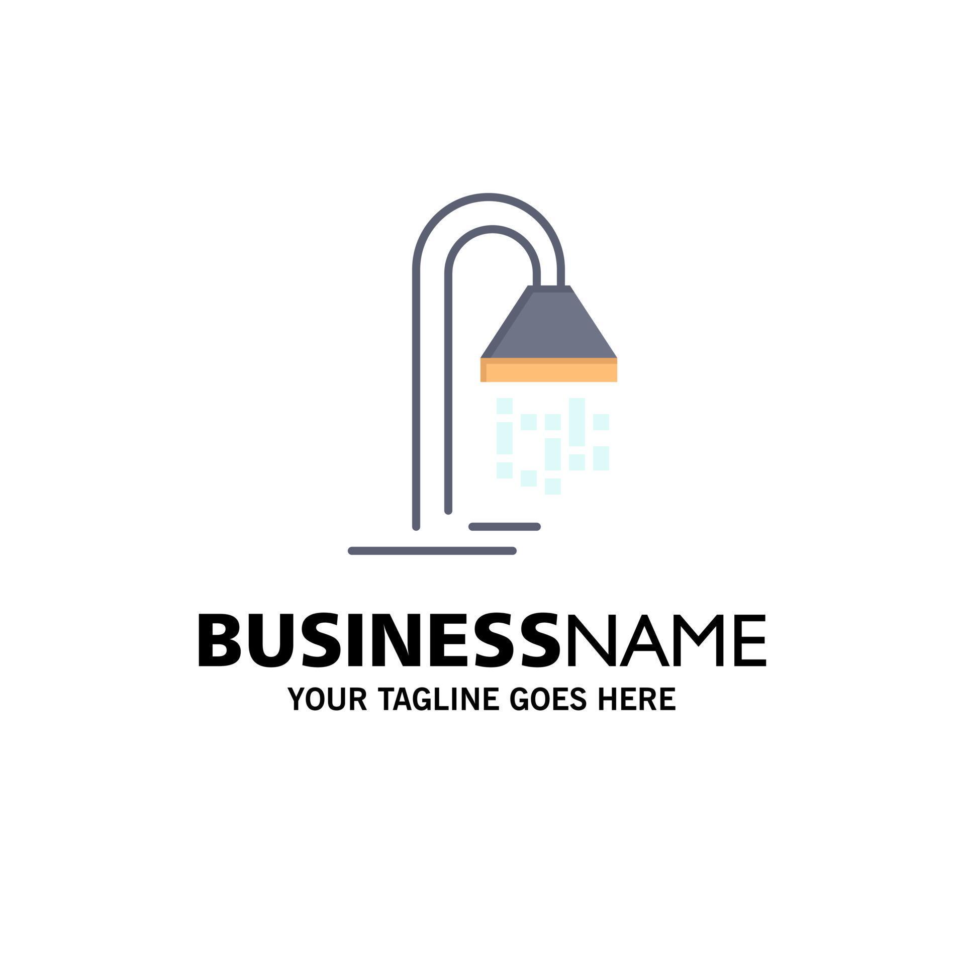 Bathroom Hotel Service Shower Business Logo Template Flat Color