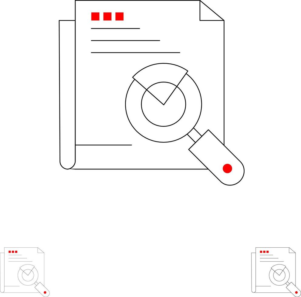 búsqueda de página diseño de búsqueda de página web negrita y conjunto de iconos de línea negra delgada vector