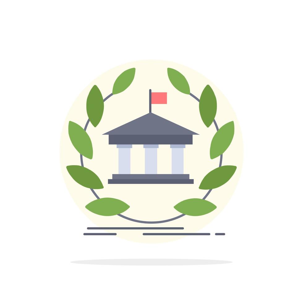 bank banking online university building education Flat Color Icon Vector