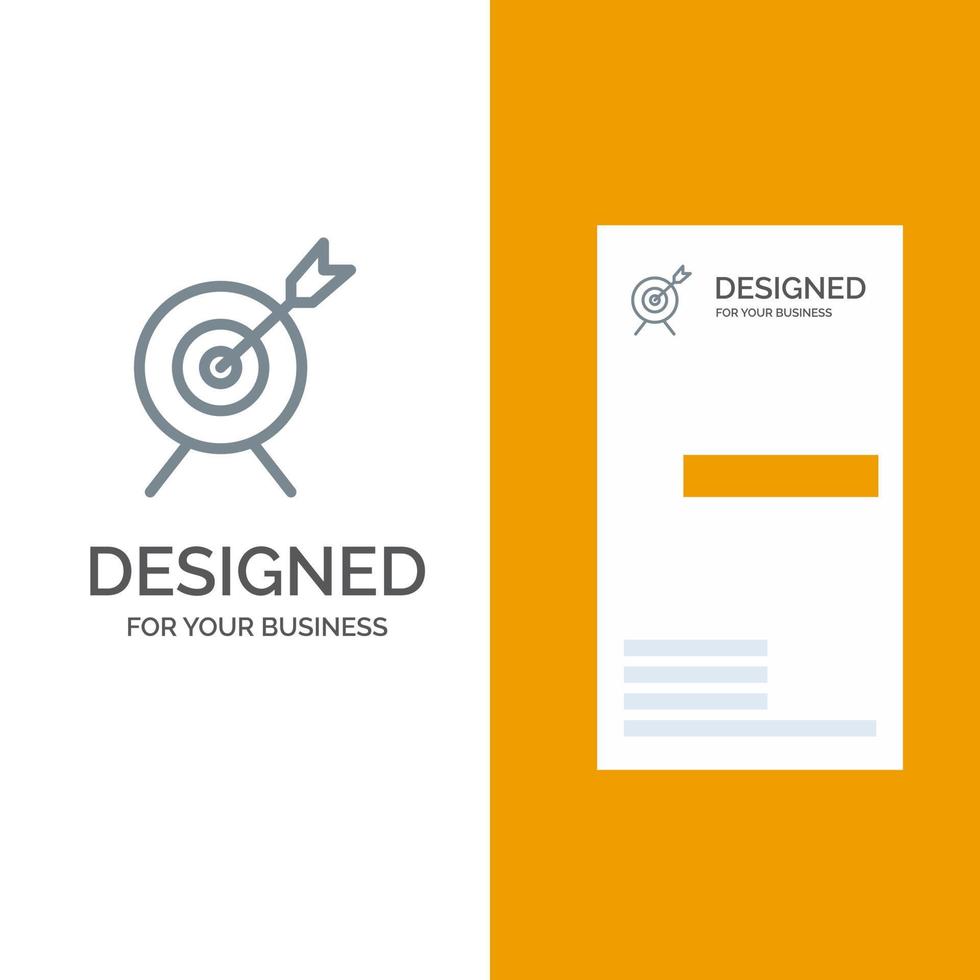 Target Aim Goal Grey Logo Design and Business Card Template vector