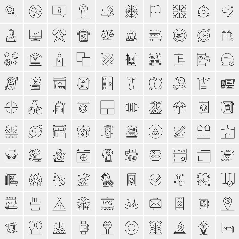 Pack of 100 Universal Line Icons for Mobile and Web vector