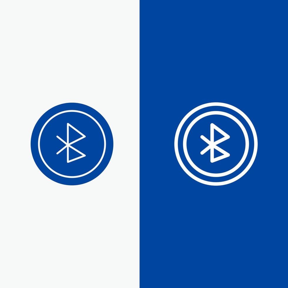 línea de interfaz de usuario de bluetooth ui y glifo icono sólido banner azul línea y glifo icono sólido banner azul vector