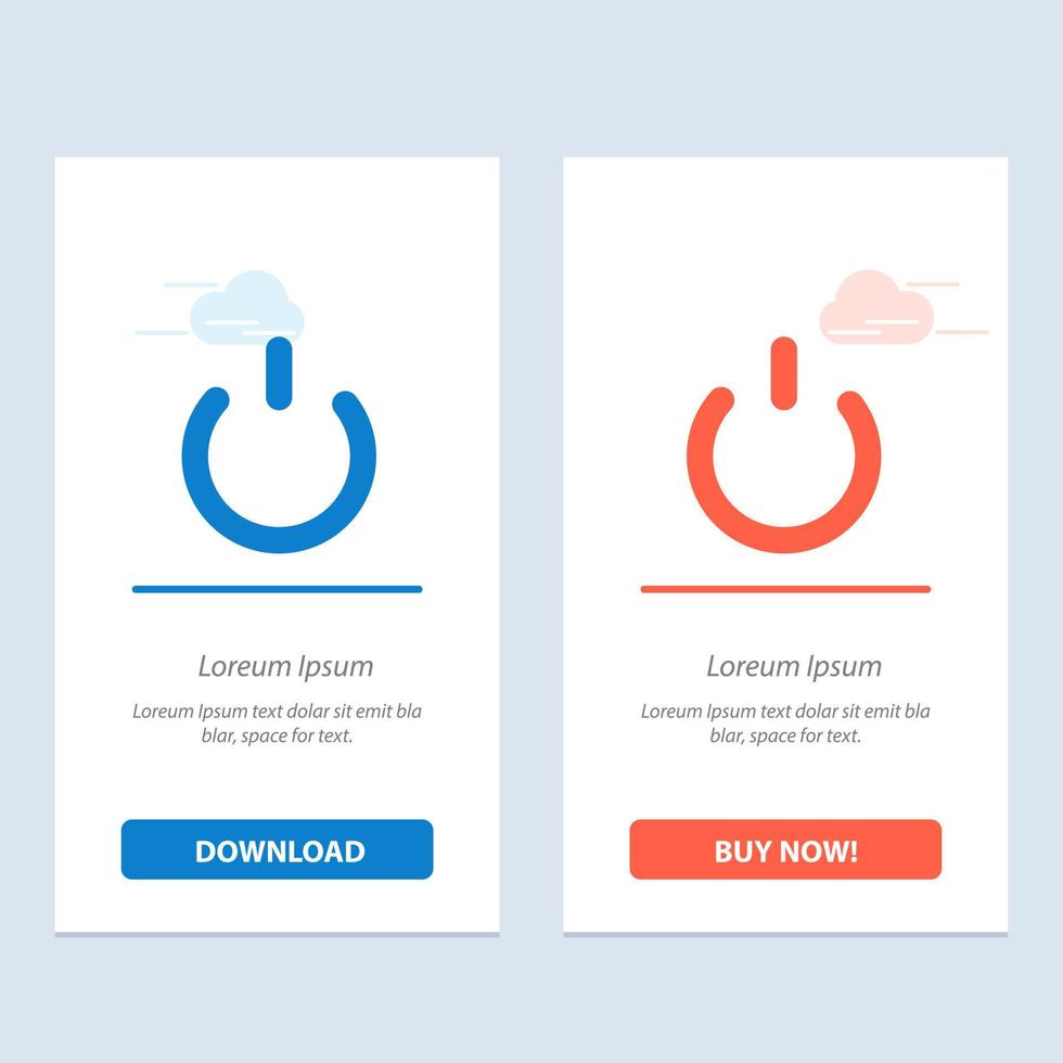 botón apagado encendido azul y rojo descargar y comprar ahora plantilla de tarjeta de widget web vector