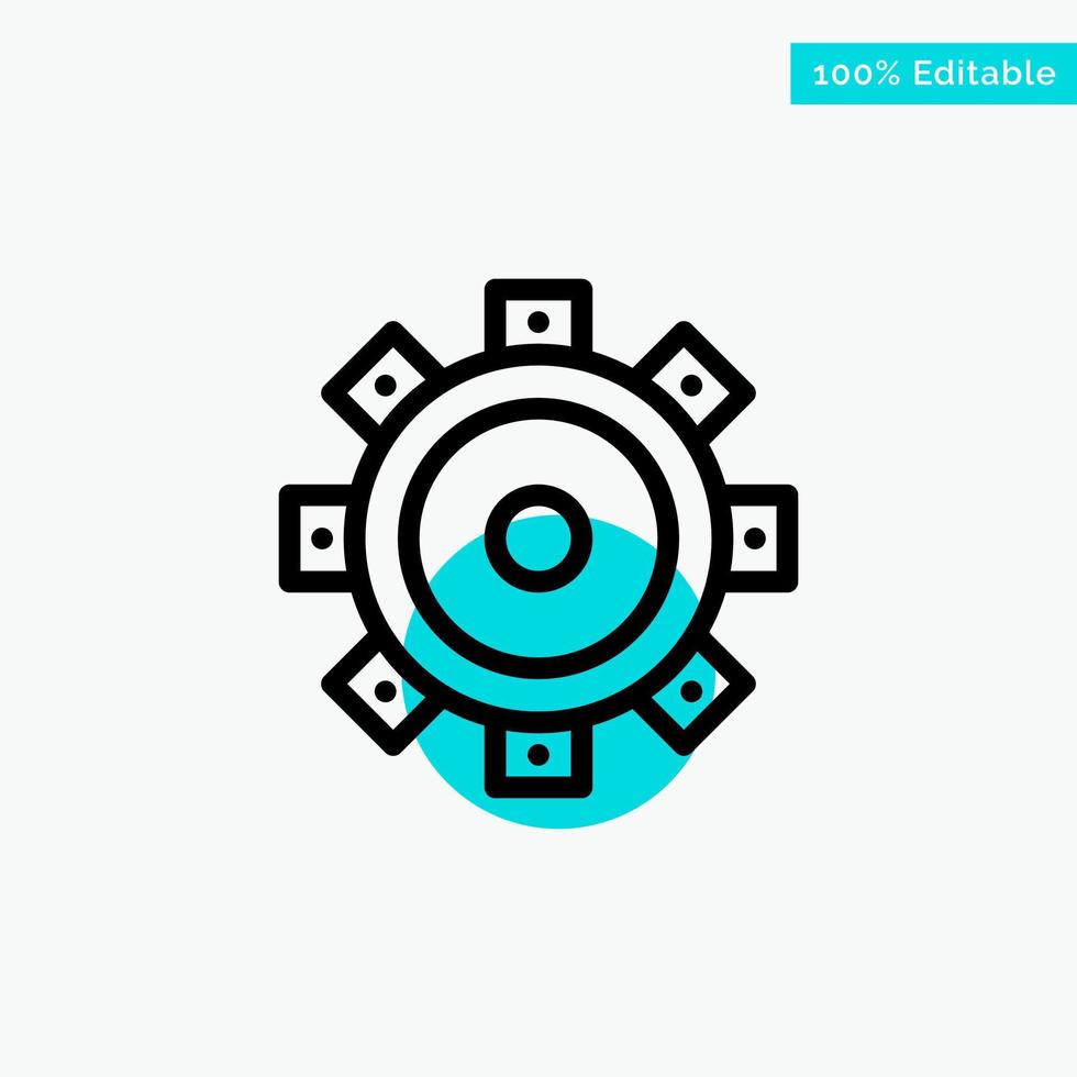 Construction Building Setting turquoise highlight circle point Vector icon