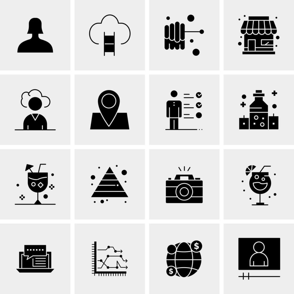 16 iconos de negocios universales vector ilustración de icono creativo para usar en proyectos relacionados con la web y dispositivos móviles