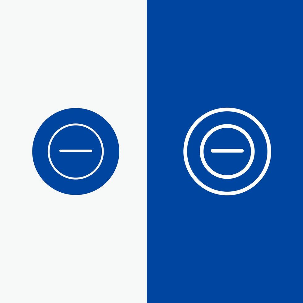 No Add Less Line and Glyph Solid icon Blue banner Line and Glyph Solid icon Blue banner vector