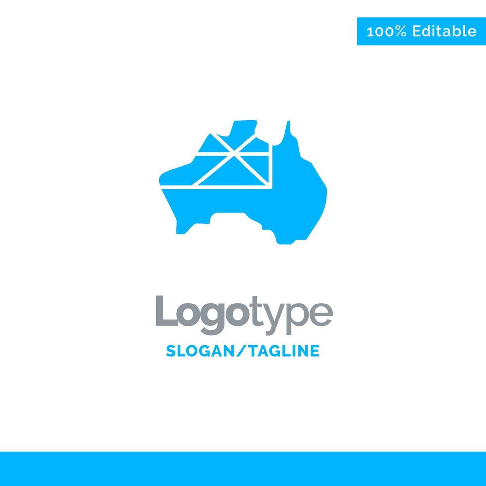 Australia Map Country Flag Blue Solid Logo Template Place for Tagline vector