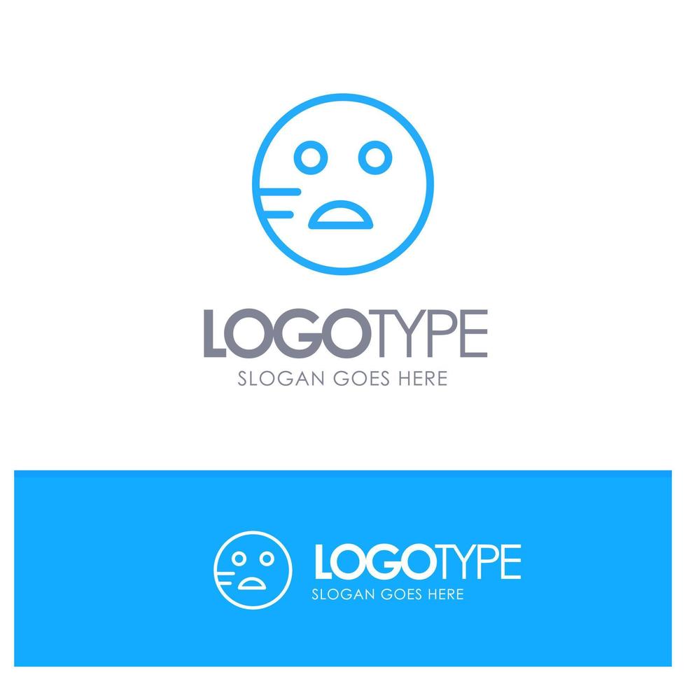 Sad Emojis School Blue Outline Logo Place for Tagline vector