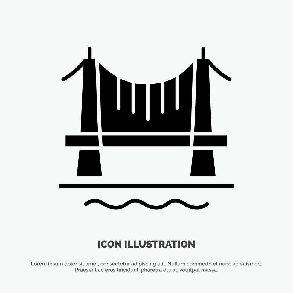 puente edificio ciudad paisaje urbano sólido glifo icono vector