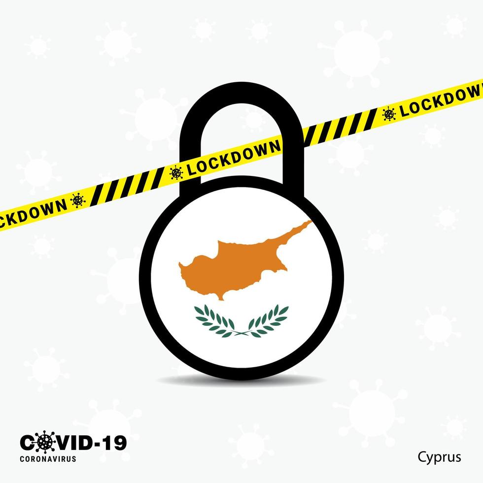 Cyprus Lock DOwn Lock Coronavirus pandemic awareness Template COVID19 Lock Down Design vector