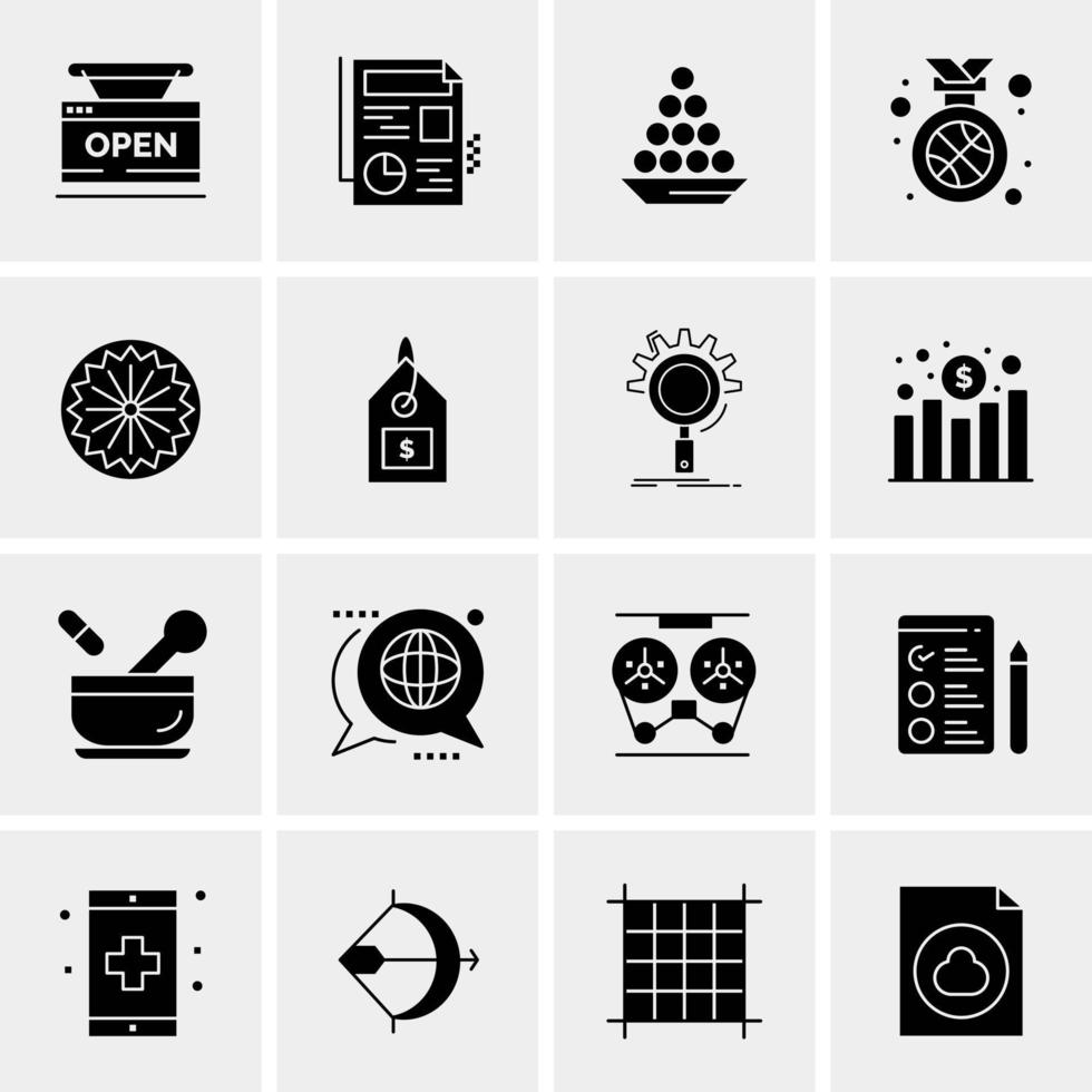 16 iconos de negocios universales vector ilustración de icono creativo para usar en proyectos relacionados con la web y dispositivos móviles