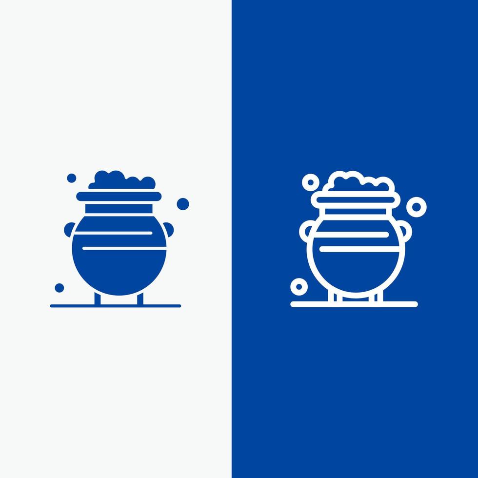 Fortune Gold Luck Metal Money Line and Glyph Solid icon Blue banner Line and Glyph Solid icon Blue banner vector