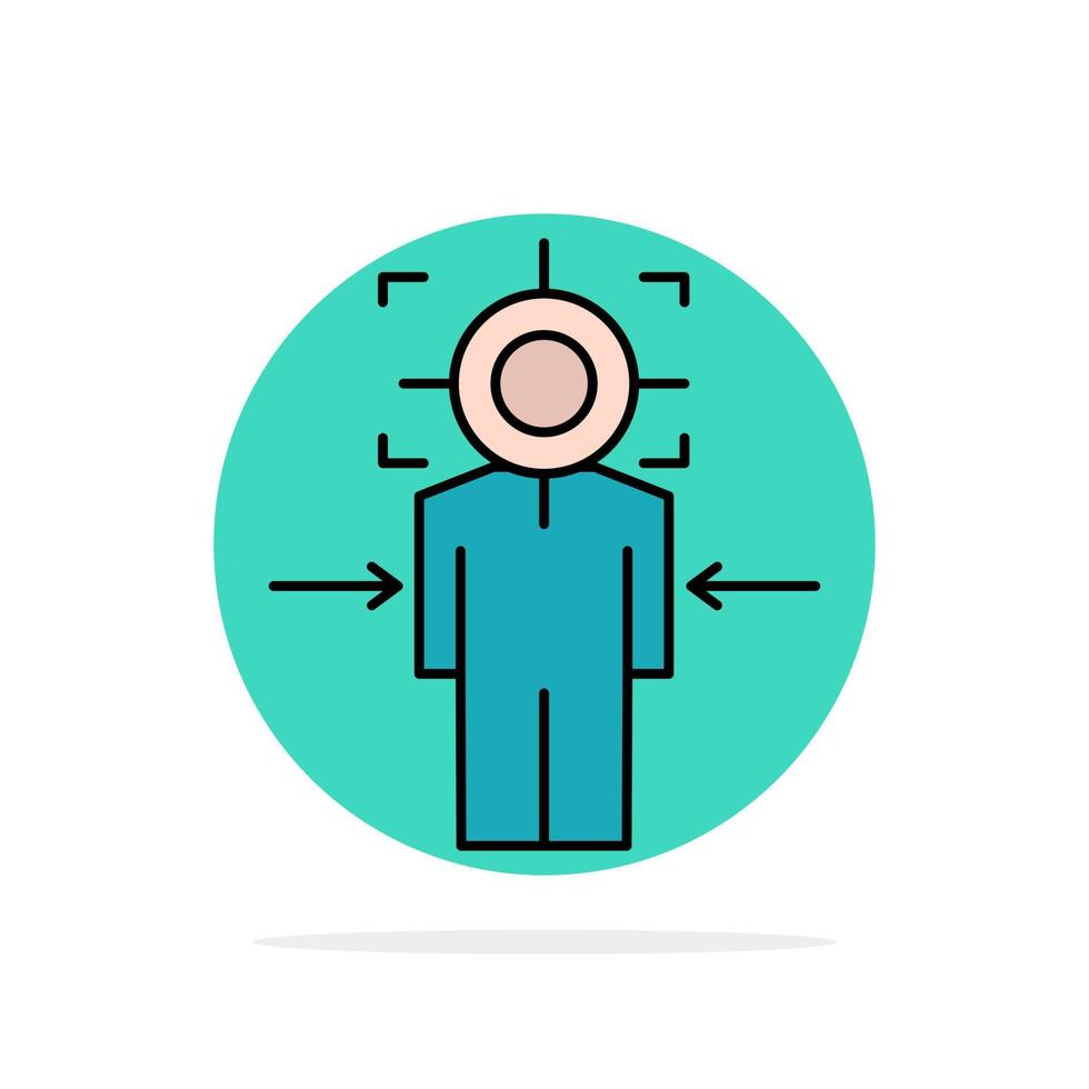 Man Focus Target Achieve Goal Abstract Circle Background Flat color Icon vector