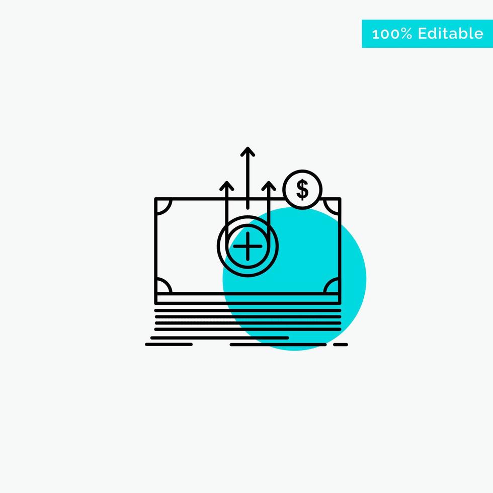 Money Dollar Medical Transfer turquoise highlight circle point Vector icon