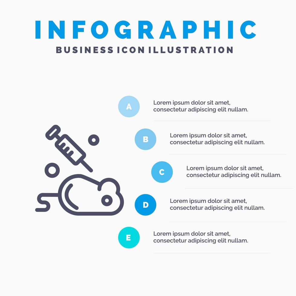 Experiment Laboratory Mouse Science Line icon with 5 steps presentation infographics Background vector