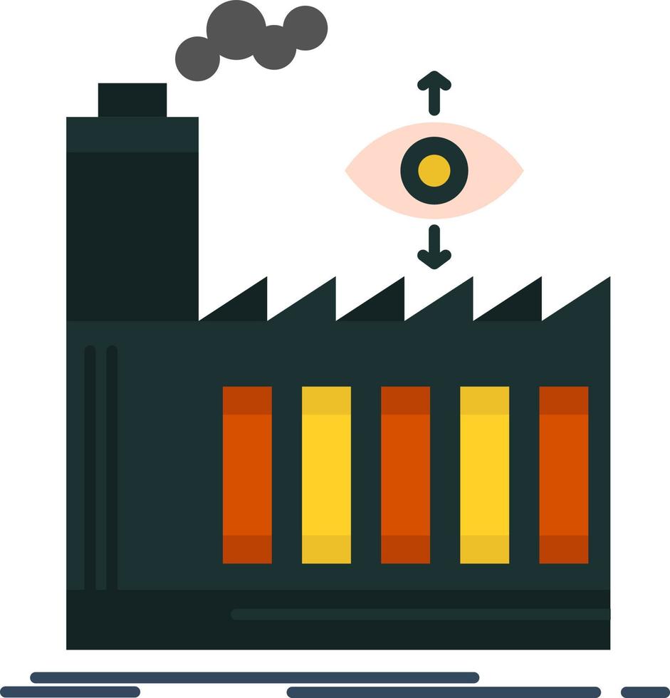 Mill Factory Business Smoke  Flat Color Icon Vector icon banner Template