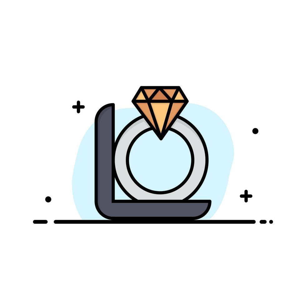 anillo diamante caja de regalo empresa logotipo plantilla color plano vector