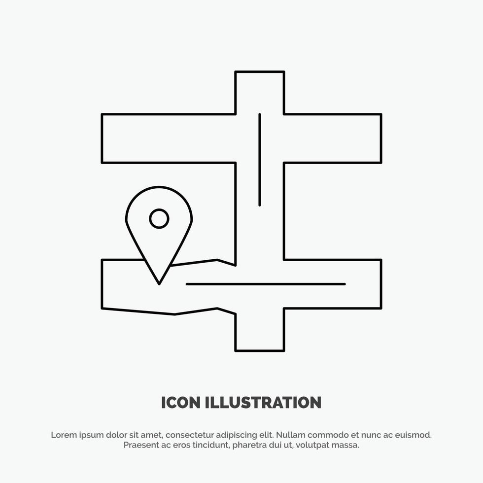 Map Navigation Pin Line Icon Vector