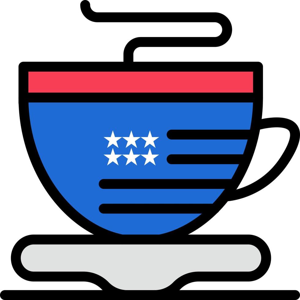 Tea Cup Coffee Usa  Flat Color Icon Vector icon banner Template