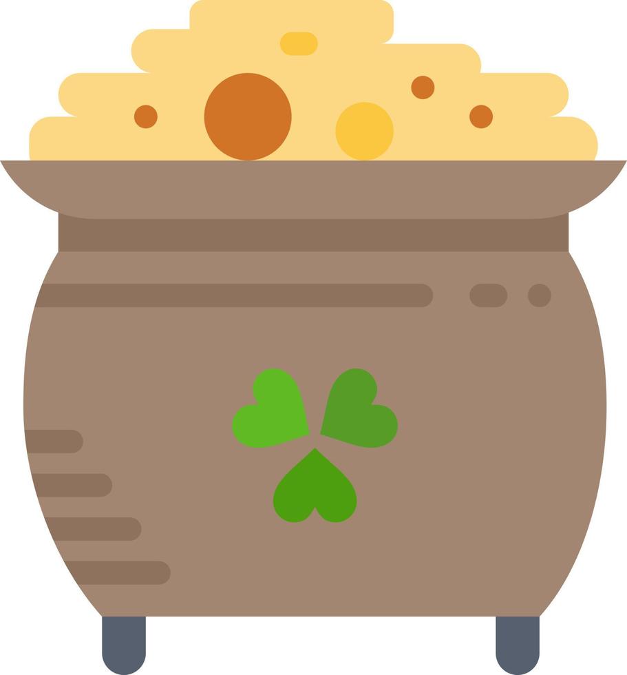 Clover Coin Gold Pot St Patrick  Flat Color Icon Vector icon banner Template