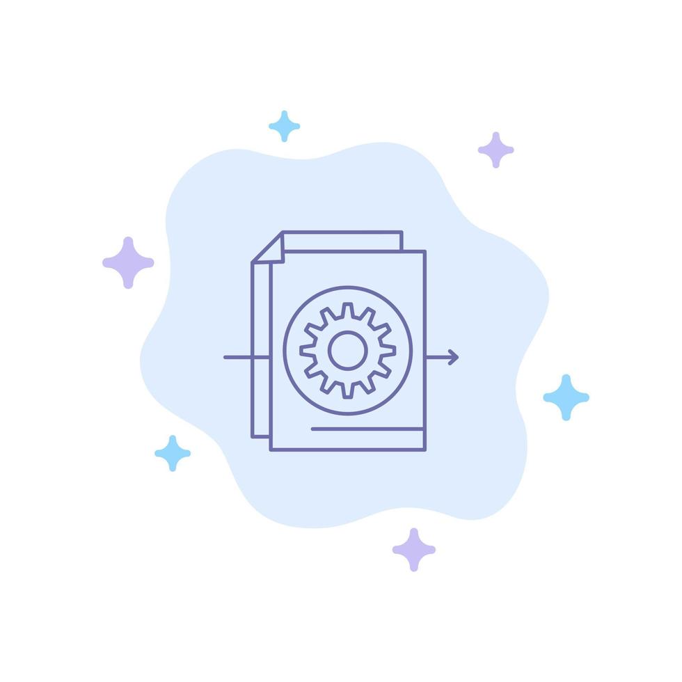 Document File Gear Settings Blue Icon on Abstract Cloud Background vector