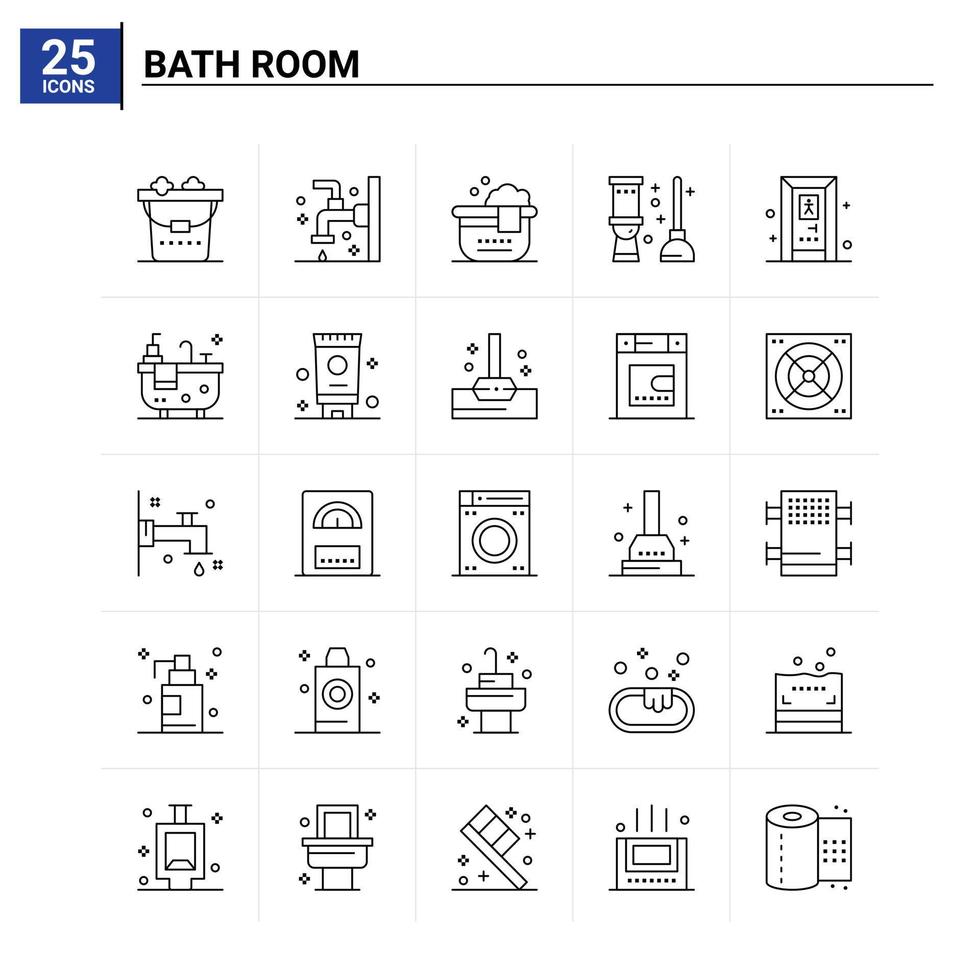 25 Bath Room icon set vector background