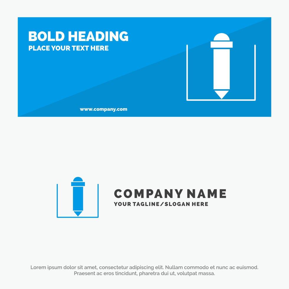 Pencil Text Education SOlid Icon Website Banner and Business Logo Template vector