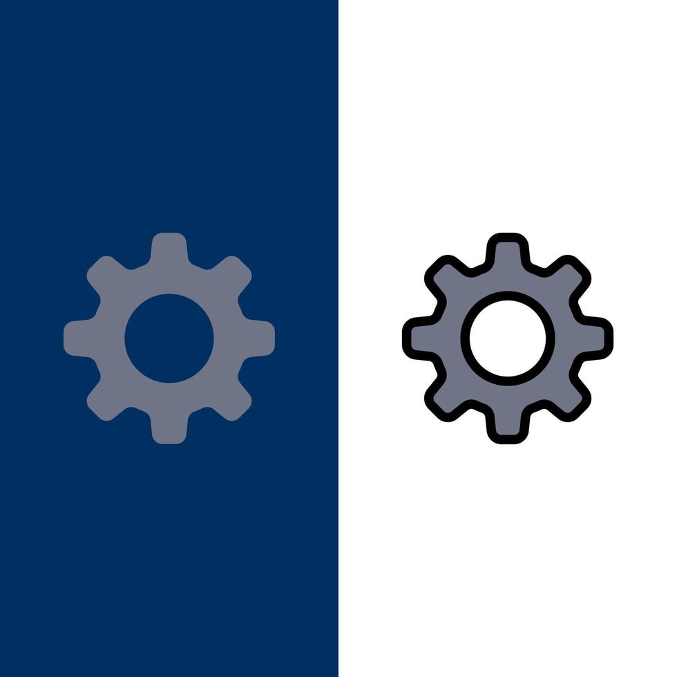 Cog Setting Gear  Icons Flat and Line Filled Icon Set Vector Blue Background