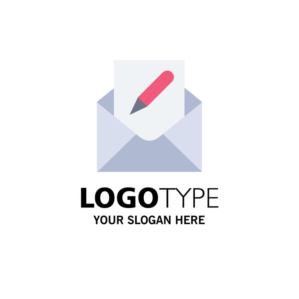 Compose Edit Email Envelope Mail Business Logo Template Flat Color vector