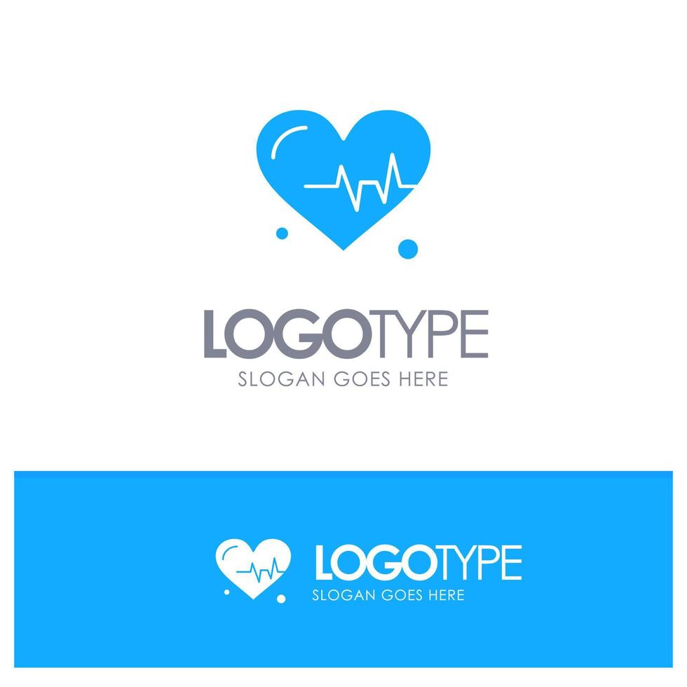Heart Beat Science Blue Solid Logo with place for tagline vector